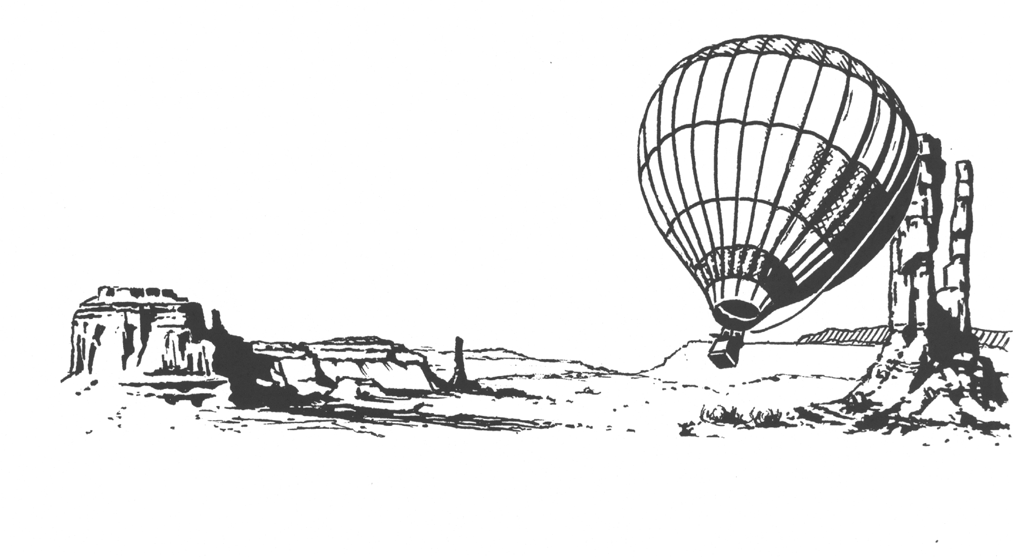 Tegning Luftballon over ørken